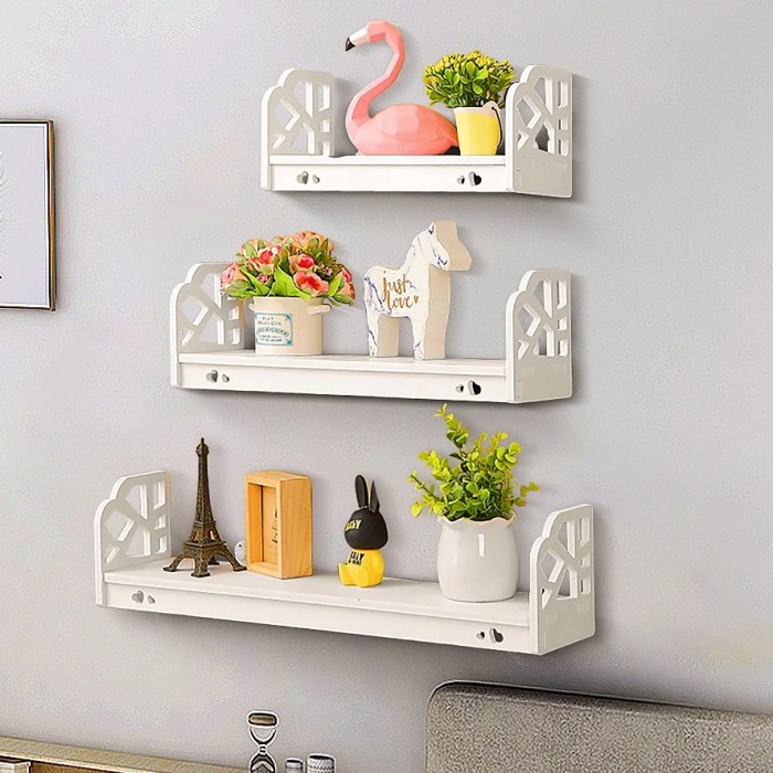 Set of 3 Wall Shelf Retro Floating Wall Shelves Modern Display Shelf Plant Holder Bathroom ...